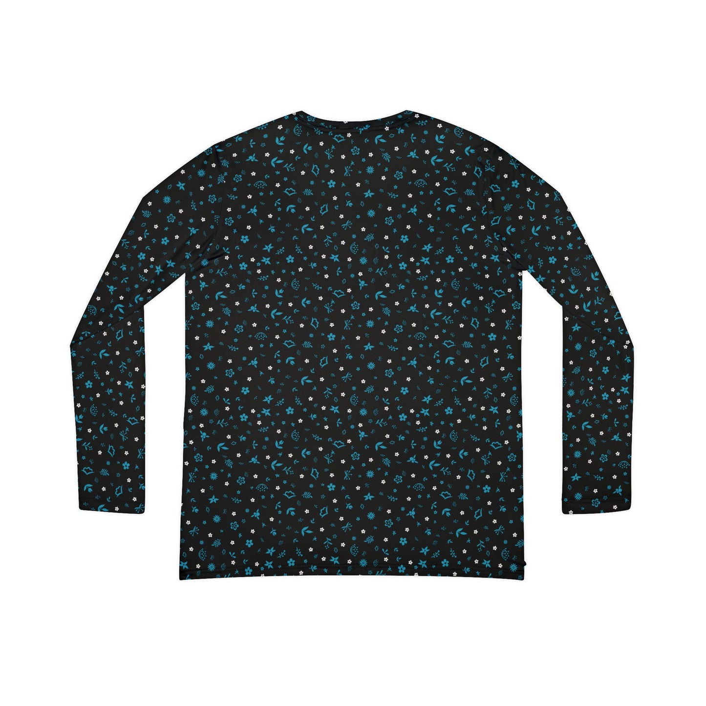 Long Sleeve V-neck Shirt Black with floral pattern and roses