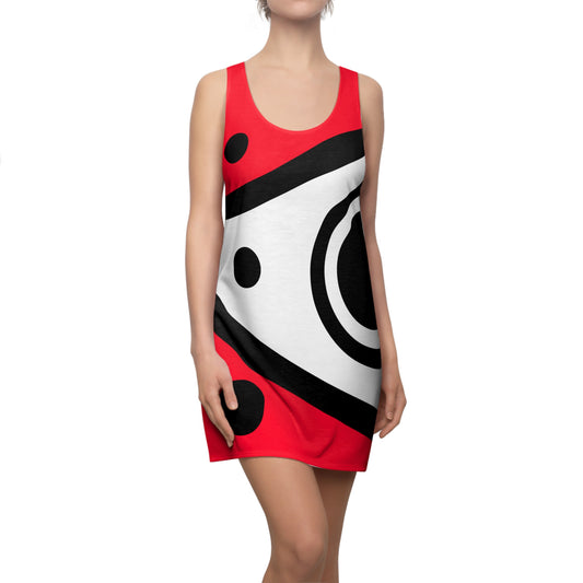 Bold Graphic Red and Black color Racerback Dress