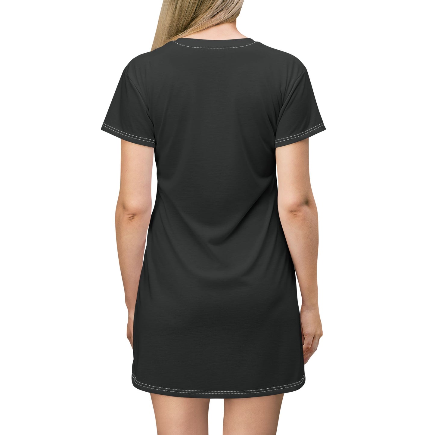 T-Shirt Dress Black Casual Dress with floral design print