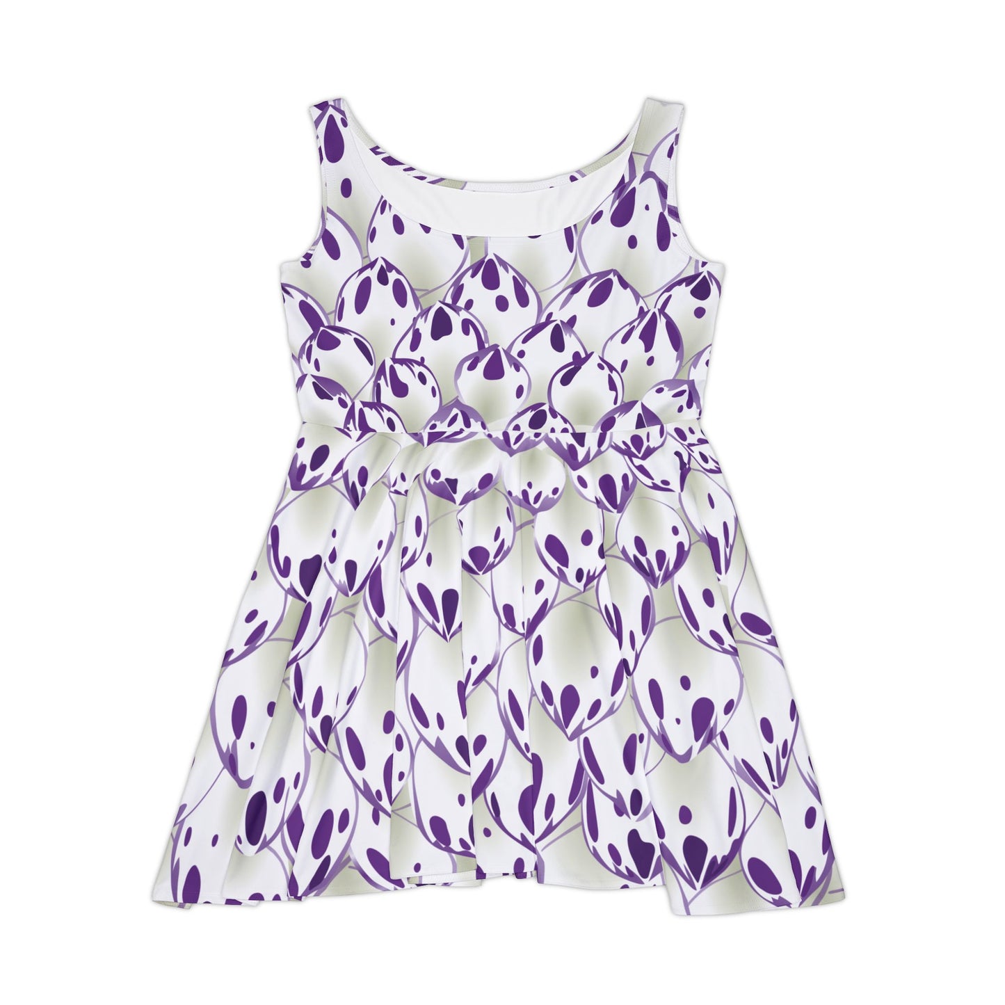 Skater Dress for Women with purple flower pattern