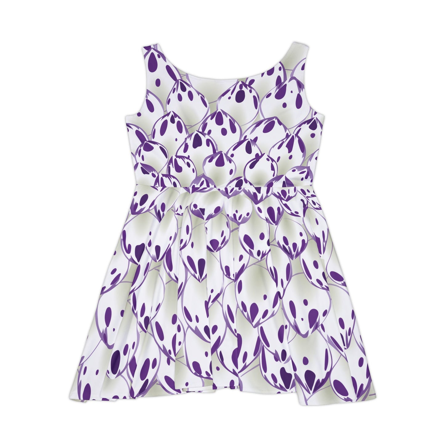 Skater Dress for Women with purple flower pattern